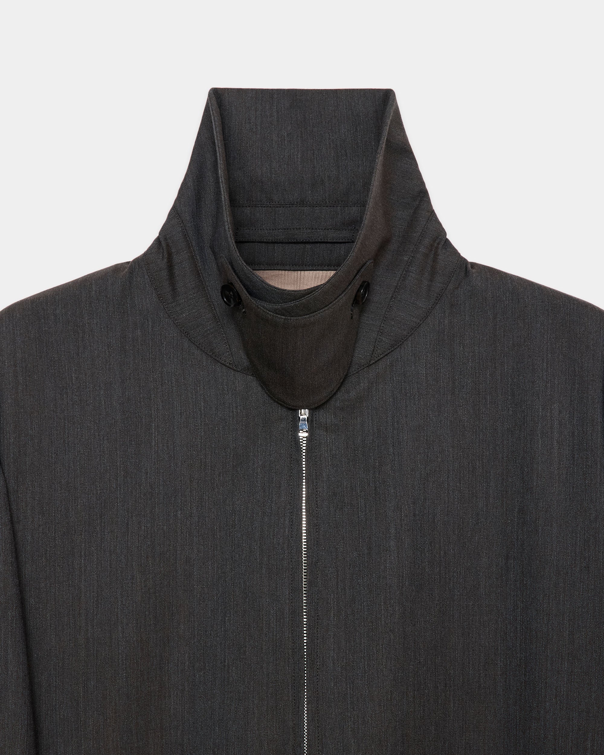 2/60 Wool Tropical Melange / Zip Blouson, Brown Gray