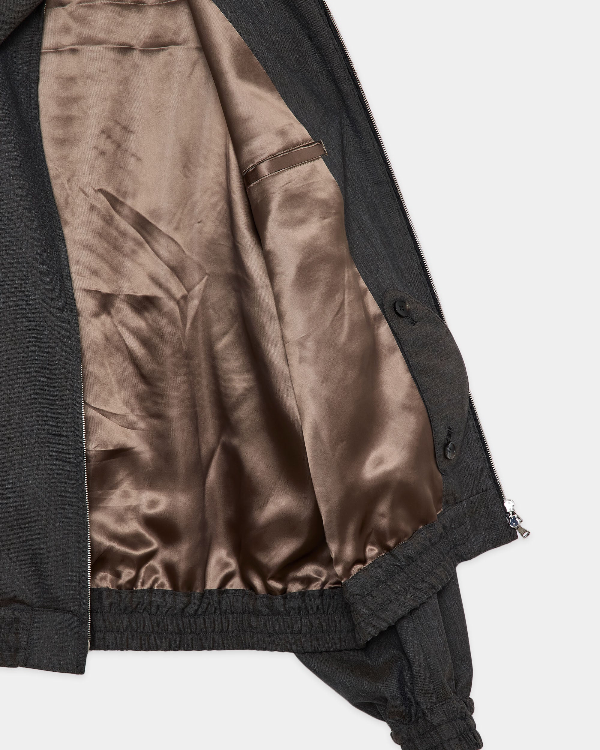 2/60 Wool Tropical Melange / Zip Blouson, Brown Gray