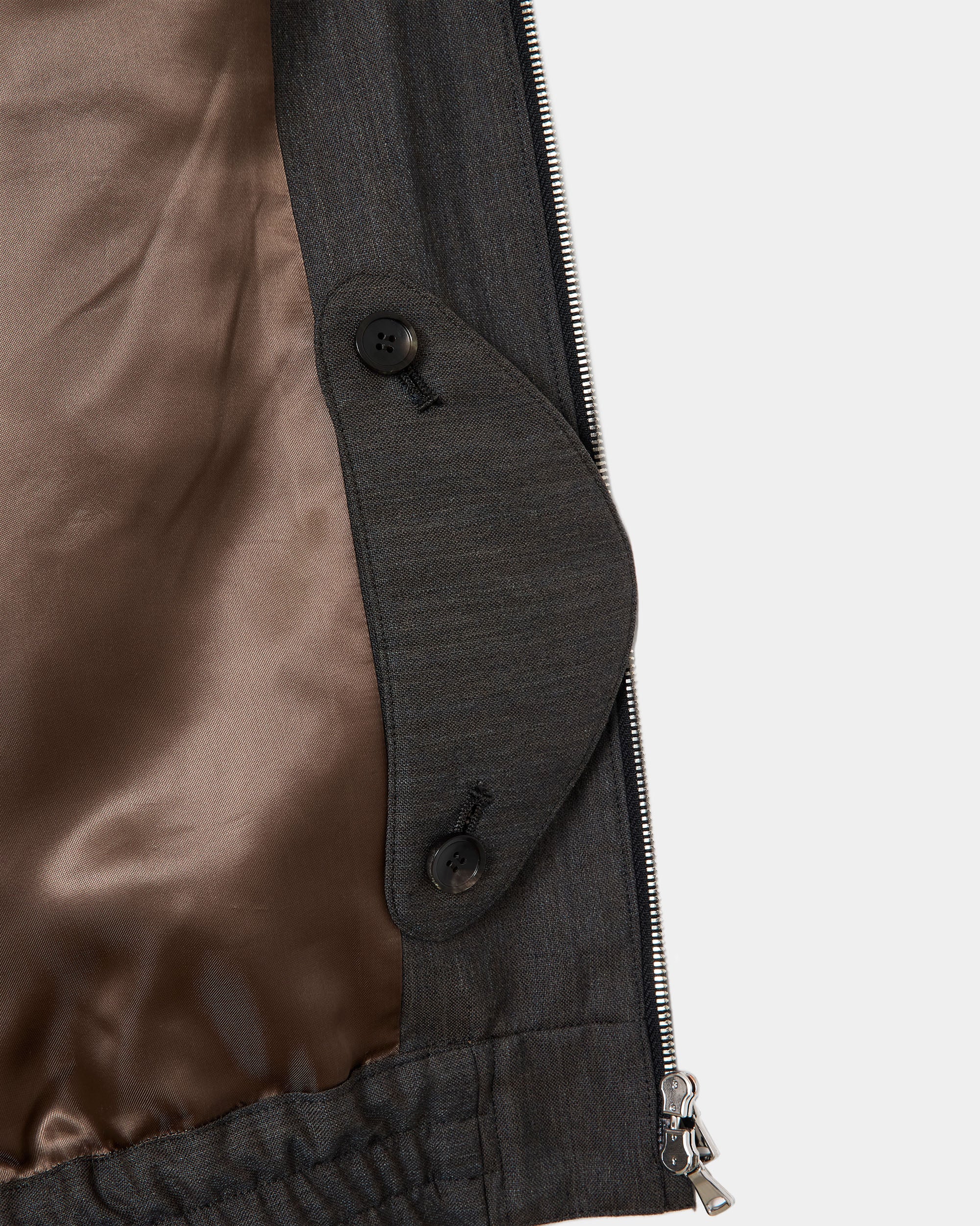 2/60 Wool Tropical Melange / Zip Blouson, Brown Gray