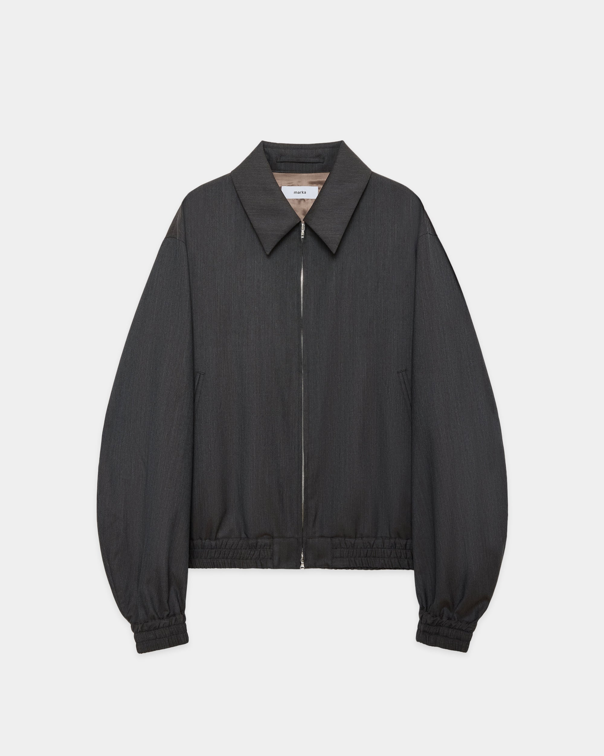 2/60 Wool Tropical Melange / Zip Blouson, Brown Gray