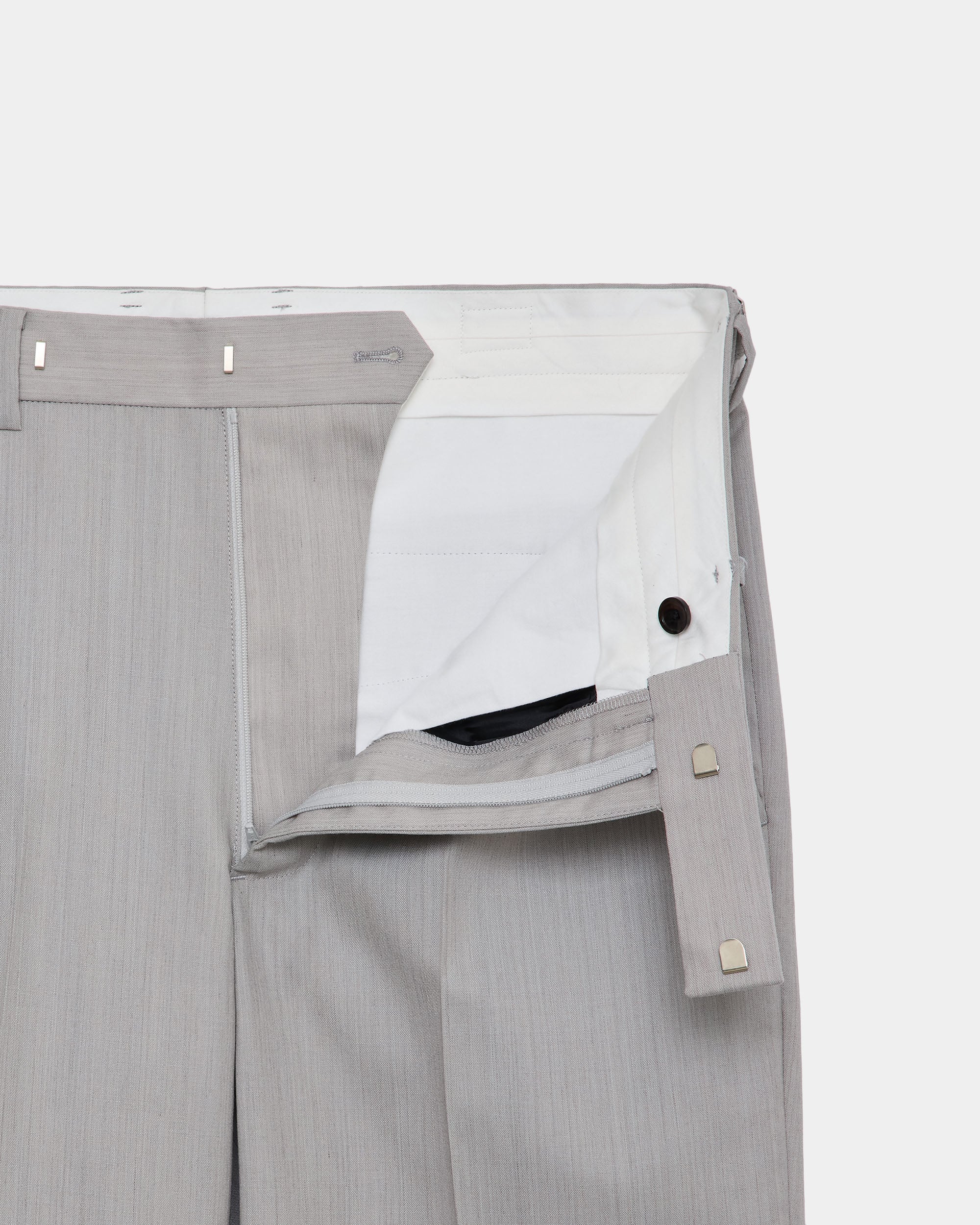 2/60 Wool Tropical Melange / Regular Fit Straight Trousers, Light Gray