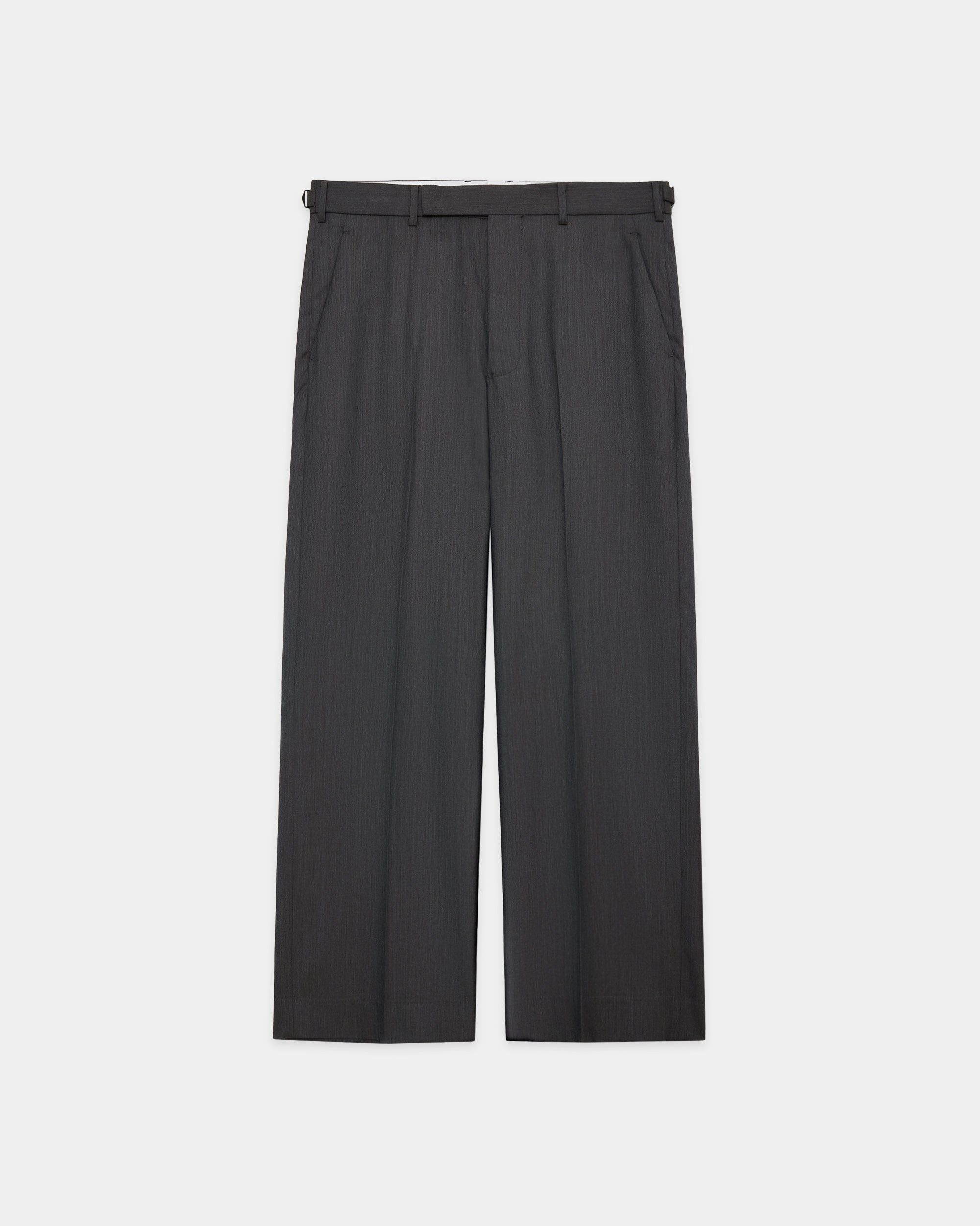 2/60 Wool Tropical Melange / Regular Fit Straight Trousers, Brown Gray