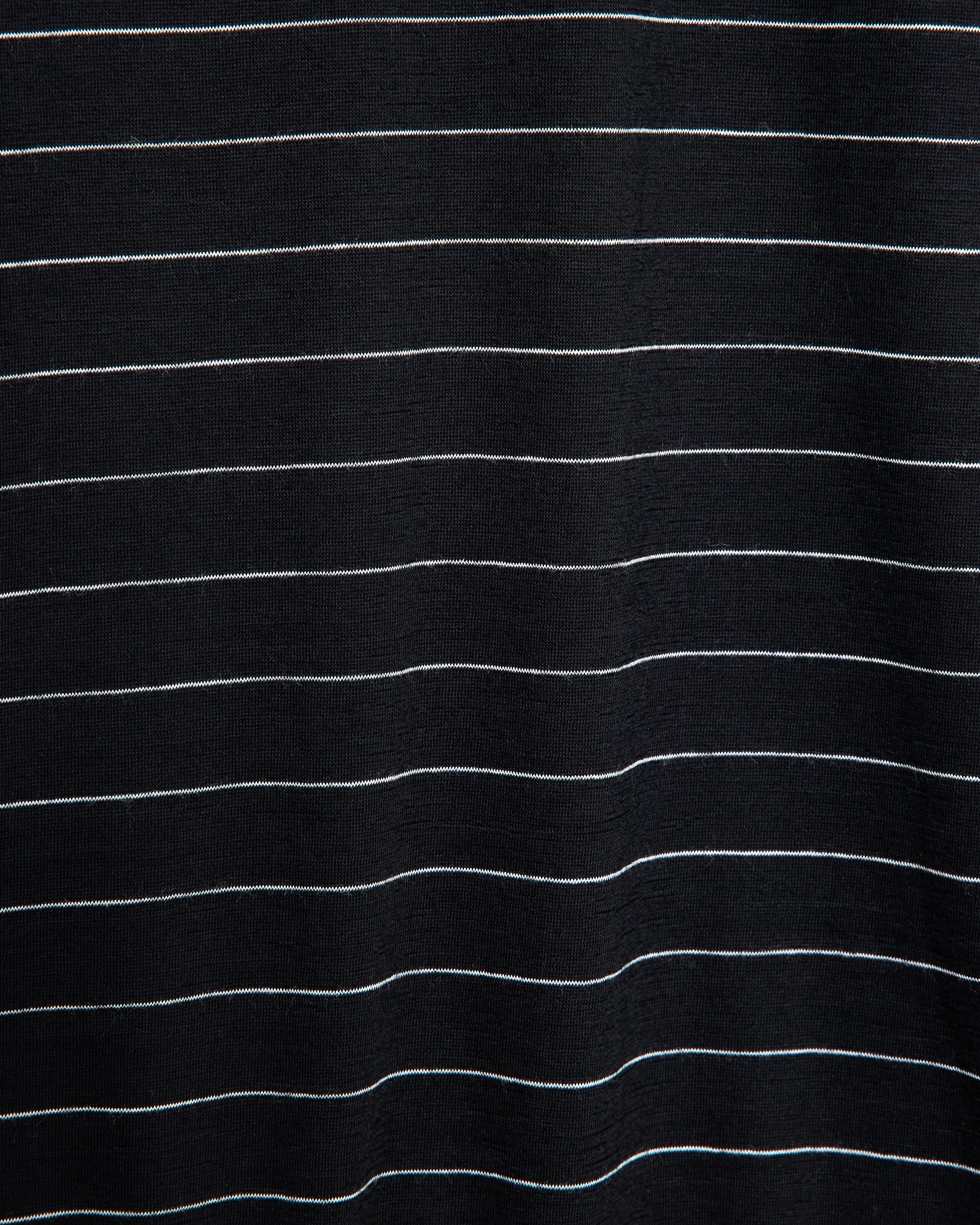Super 120s Washable Wool Jersey / Crew Neck L/S Tee, Black Border