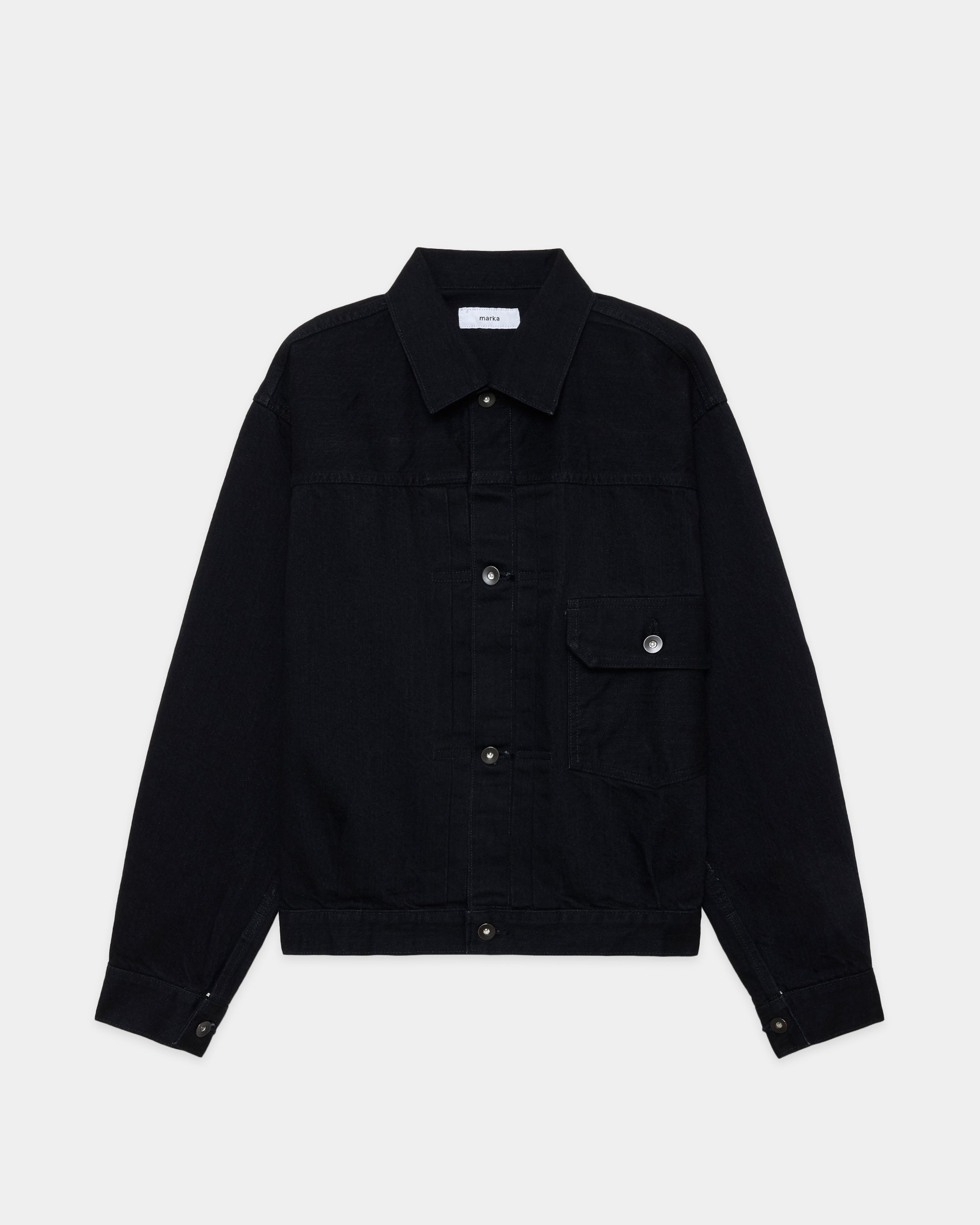 【PARKING別注】オーガニックコットン13.5ozセルビッジデニム / Type-1デニムジャケット, Black O.W