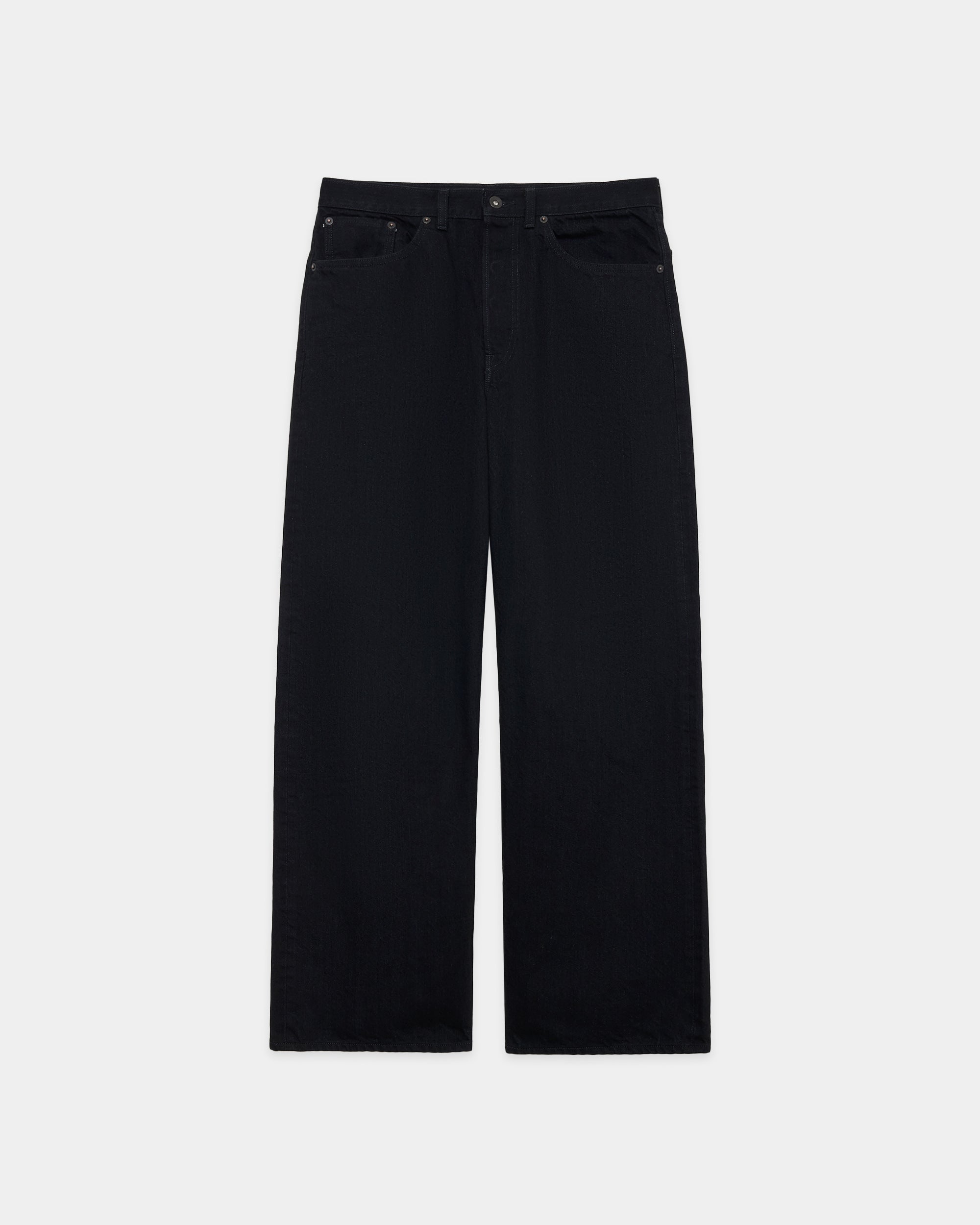 Organic Cotton 13.5oz Selvedge Denim / Cylinder Fit Jeans, Black O.W