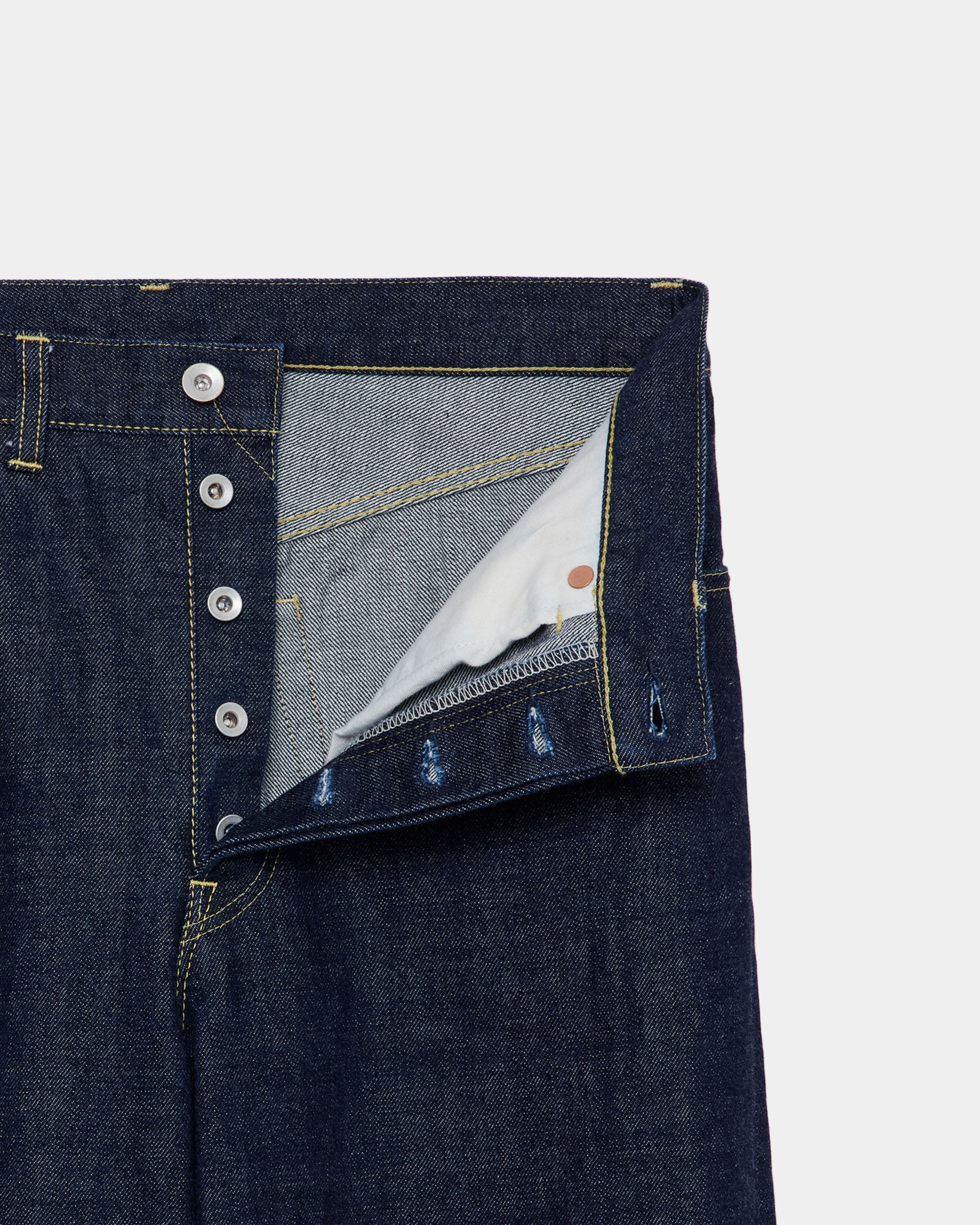 Organic Cotton 13.5oz Selvedge Denim / Cylinder Fit Jeans, Indigo O.W