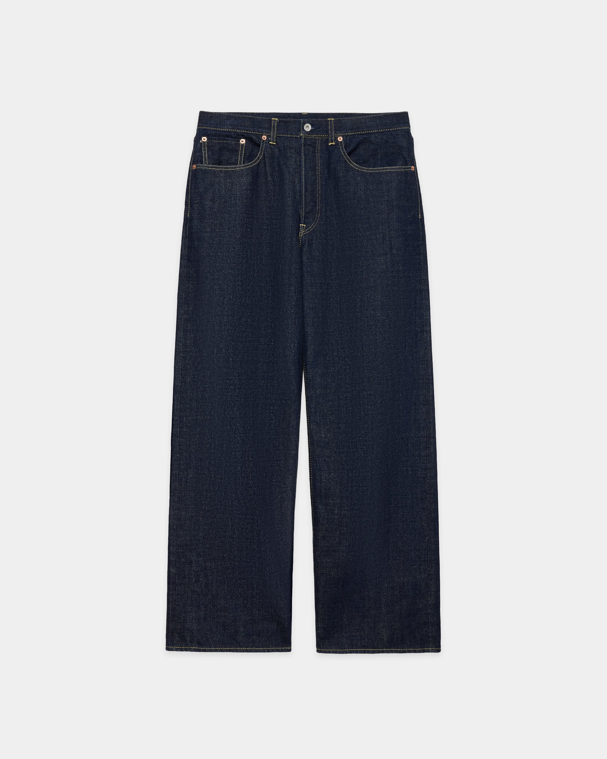 Organic Cotton 13.5oz Selvedge Denim / Cylinder Fit Jeans, Indigo O.W