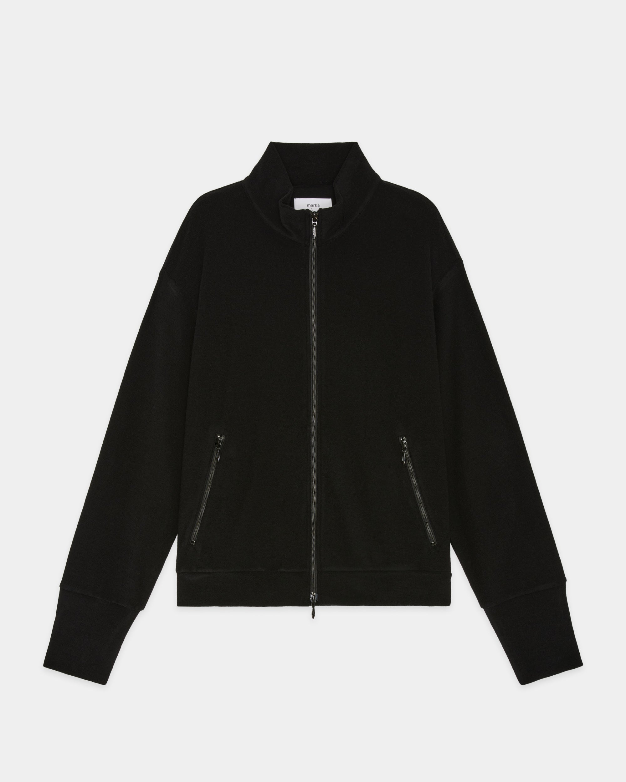 スーパー140s 2/60ウールパイル / トラックジャケット, Black