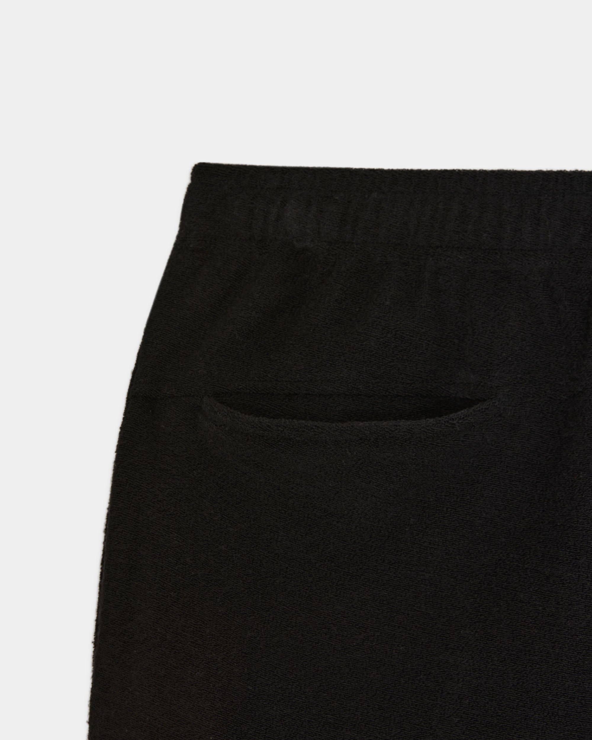 Super 140s Washable Wool Pile Knit / Tucked Knee Training Pants, Black