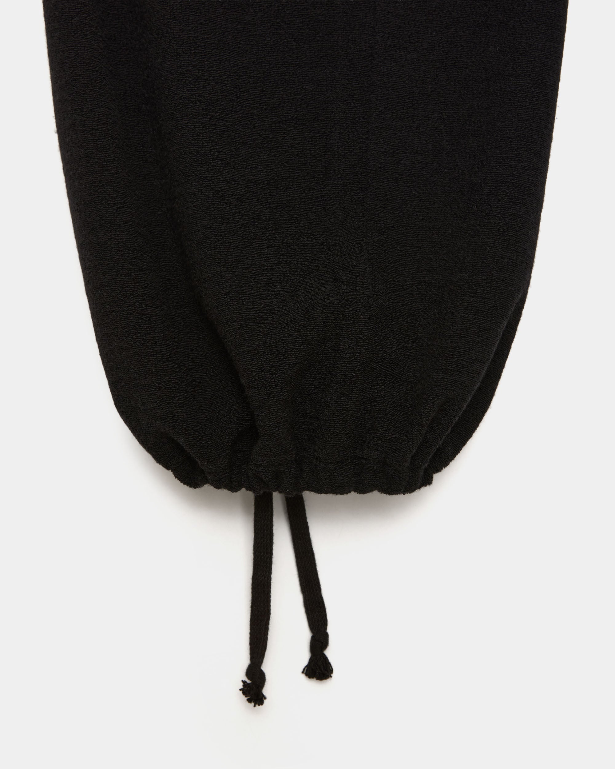 Super 140s Washable Wool Pile Knit / Tucked Knee Training Pants, Black