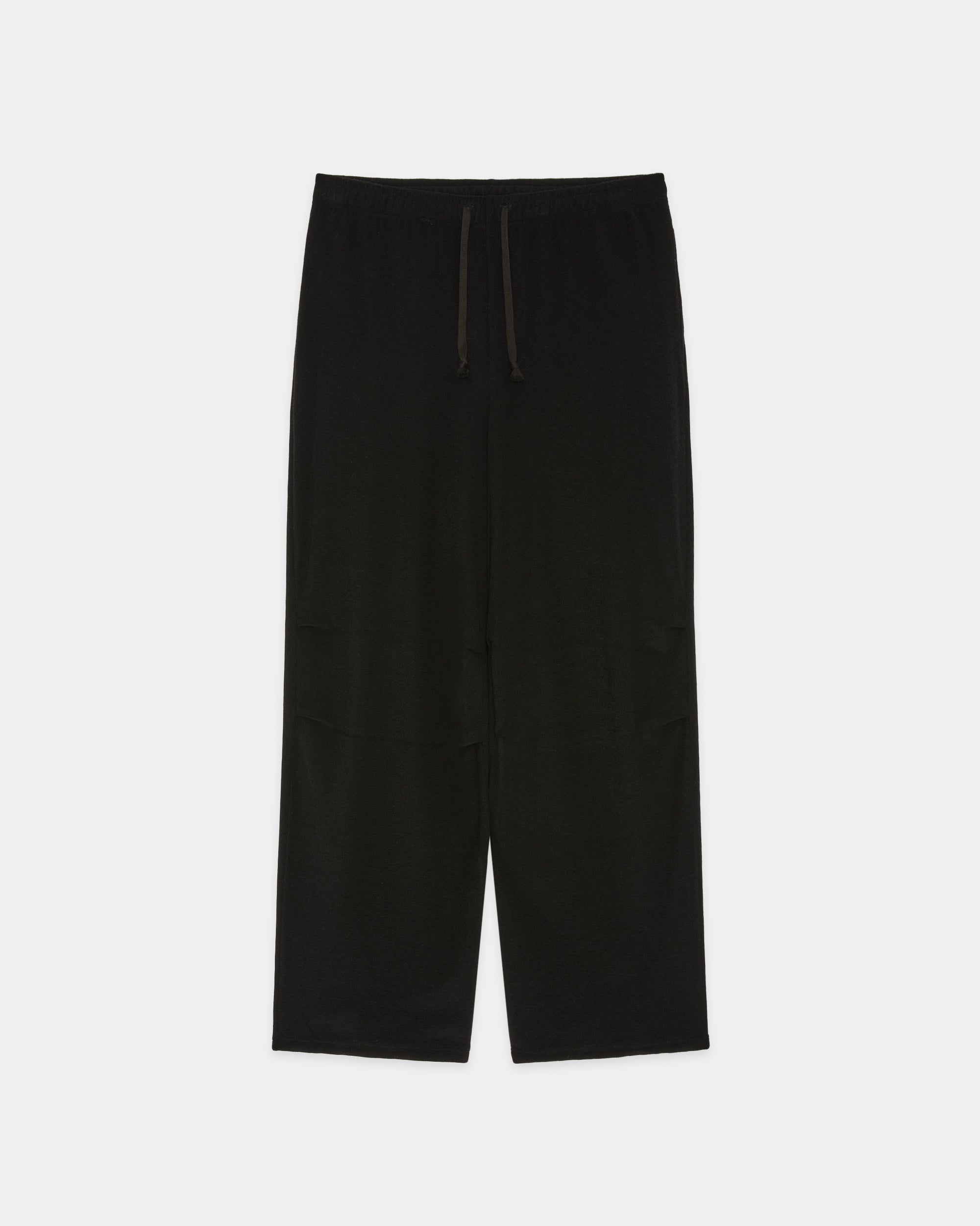 Super 140s Washable Wool Pile Knit / Tucked Knee Training Pants, Black