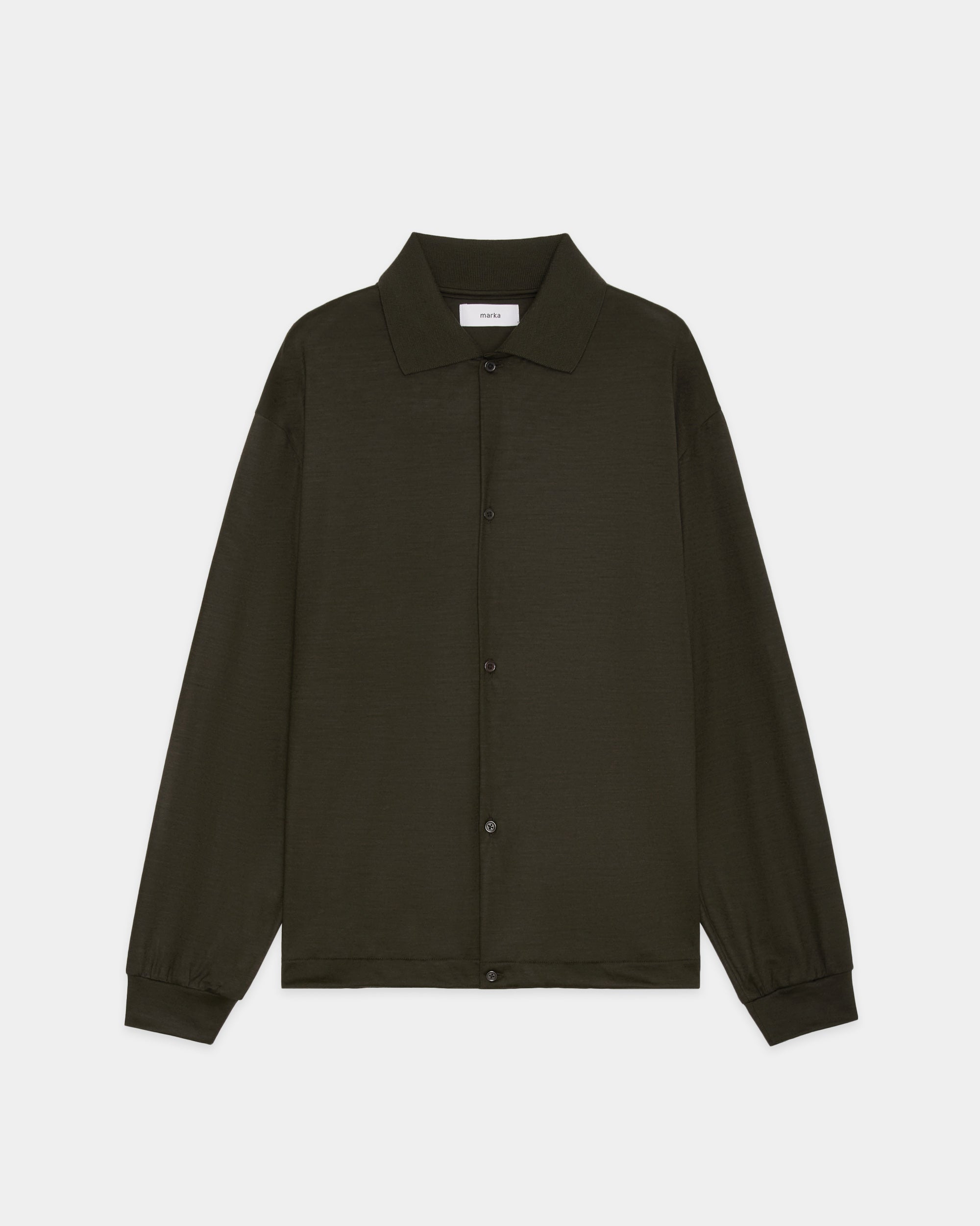 スーパー100s ウォッシャブルウール天竺 / シャツカーディガン, Olive