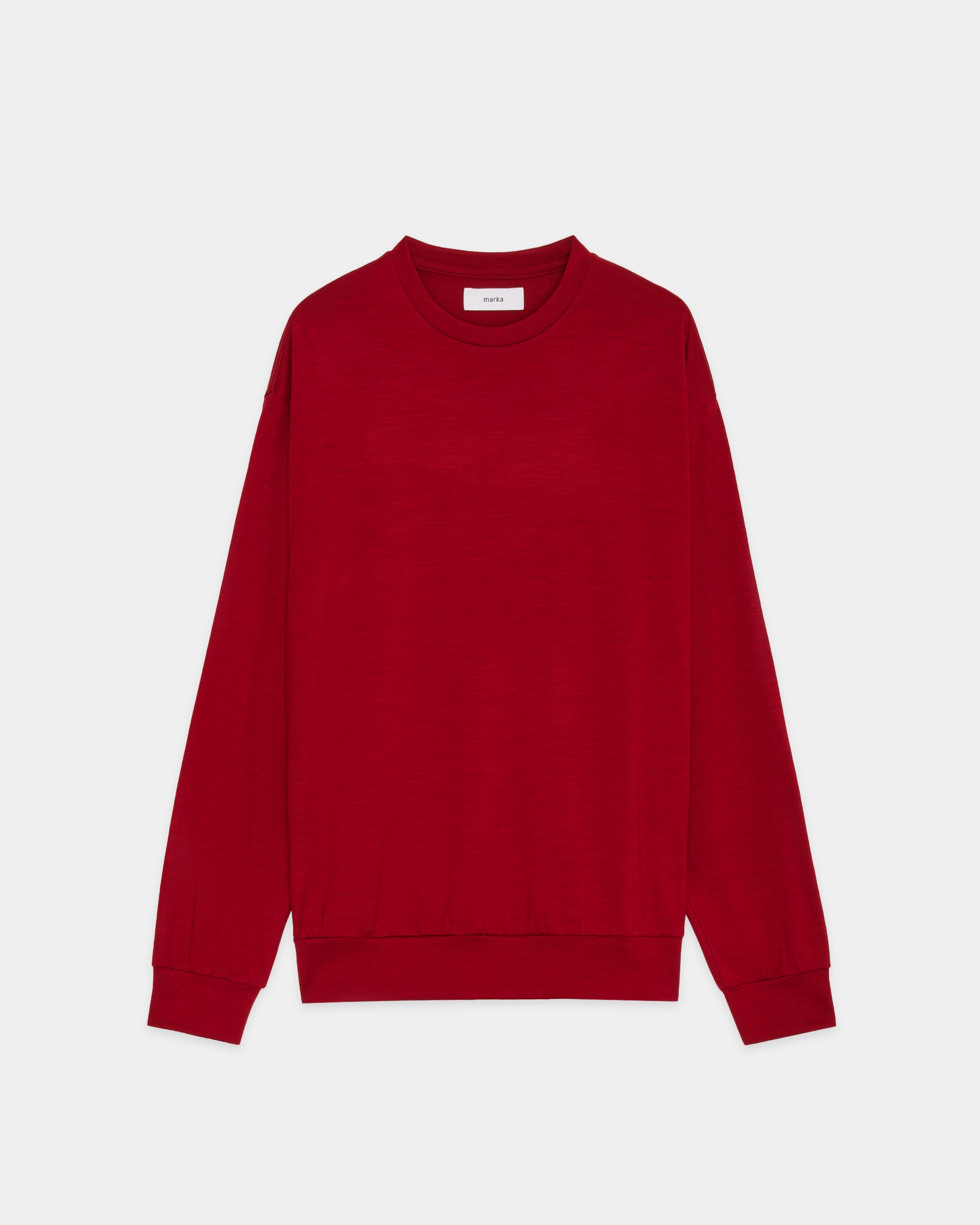 スーパー100sウォッシャブルウール天竺 / クルーネック L/S Tee, Red