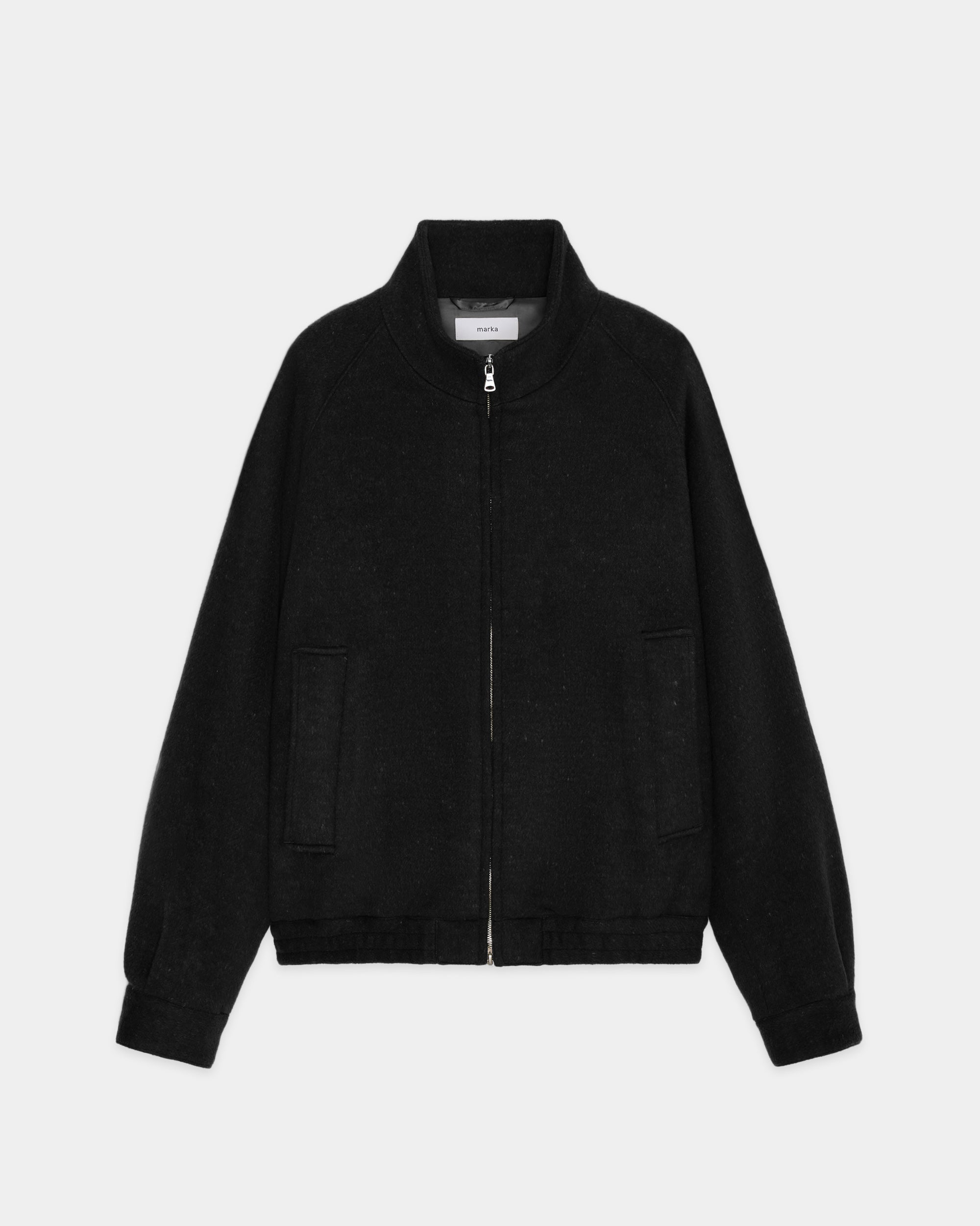 ウールシルクダブルクロス / トラックジャケット, Black