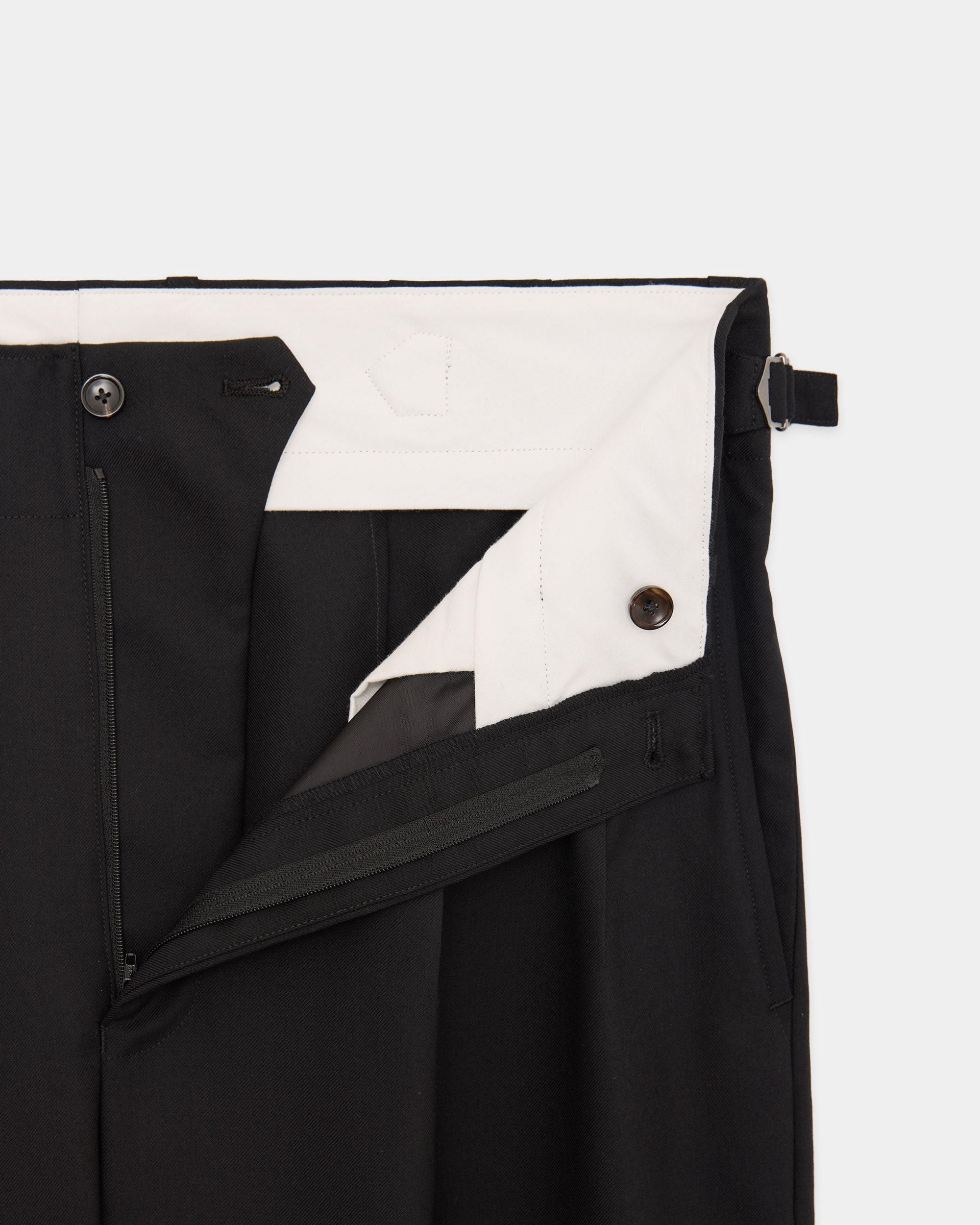 【PARKING別注】2/66ウールギャバジン / ダブルプリーテッドミリタリートラウザーズ, Black