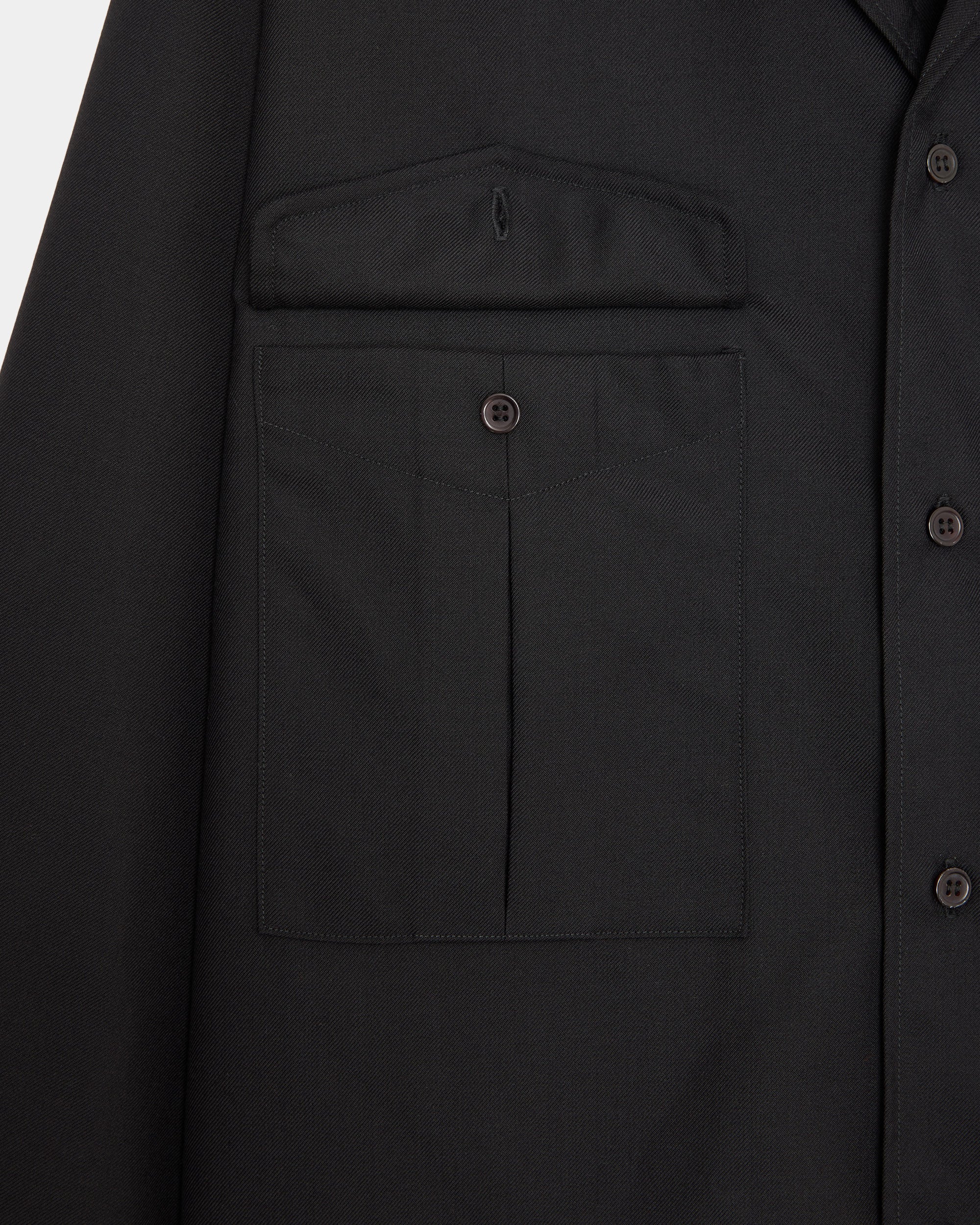 【PARKING別注】2/66 ウールギャバジン / オフィサーシャツ,	Black