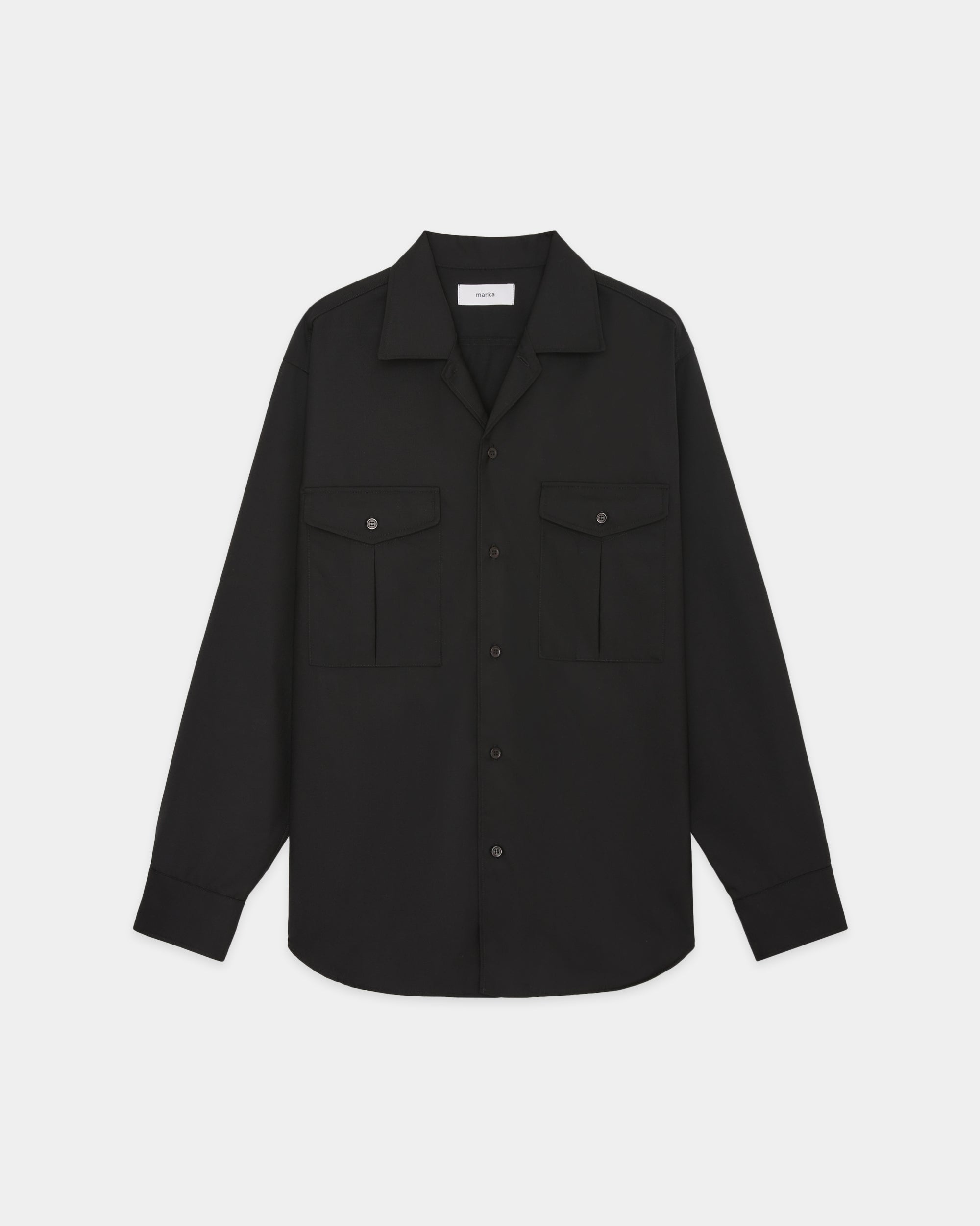 【PARKING別注】2/66 ウールギャバジン / オフィサーシャツ,	Black